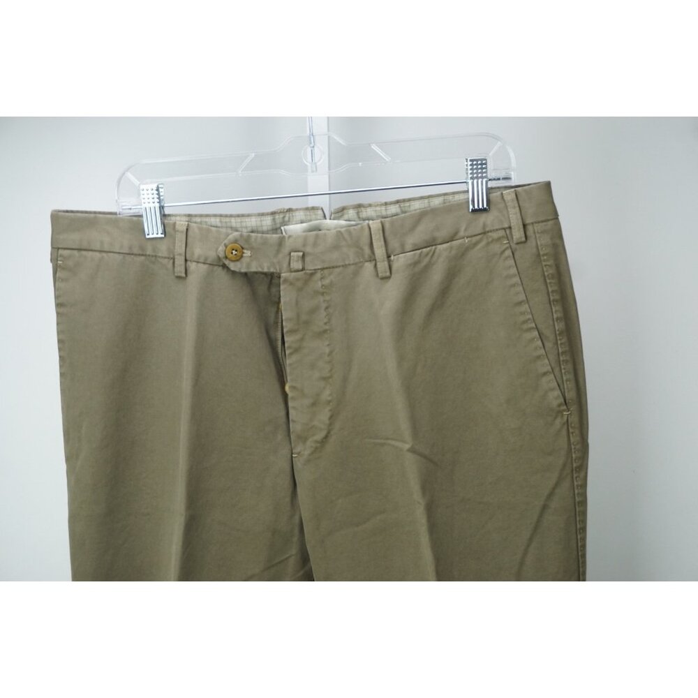 Luigi Borrelli Taupe Brown 100% Cotton Casual Pants Sz 52 NEW